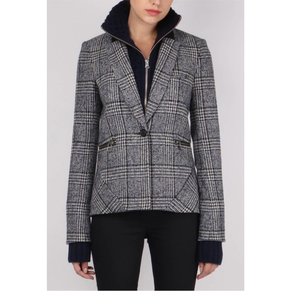 $798 Veronica Beard Forest Dickey Jacket wool Plaid Tweed sz 8